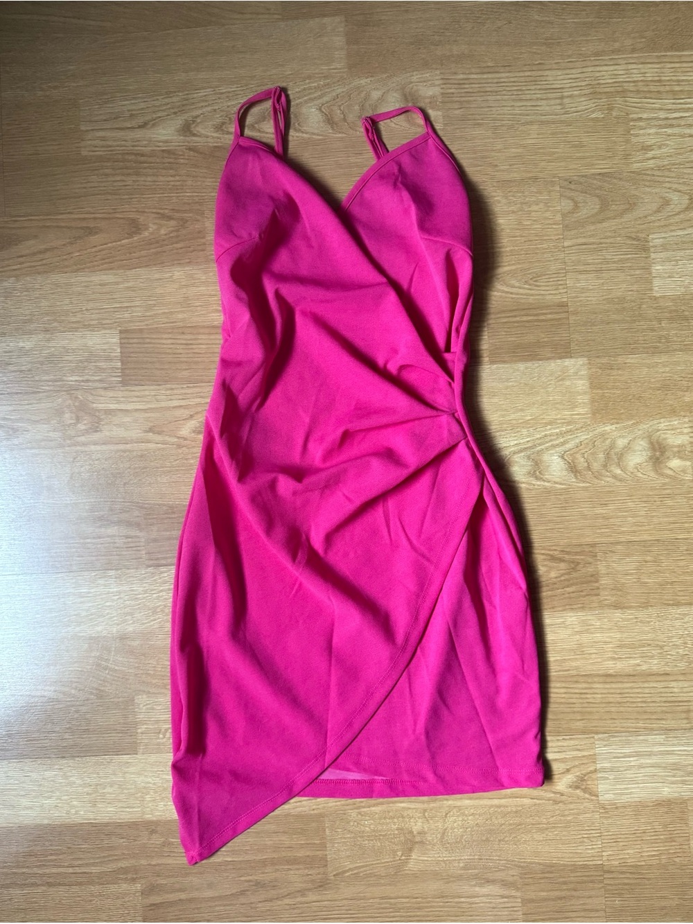 Hot Pink Wrap-Style Mini Dress